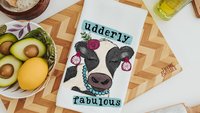 fluent in fowl language chicken kitchen towel, Mothers day gifts for mom, udderly awesome cow kitchen decor, birthday gifts for best friend