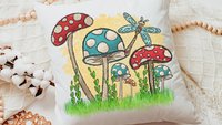 blue mushroom throw pillows for couch colorful mushroom kitchen towels for RV, red mushroom pillow cover 18 x 18, mushroom gifts for women