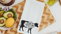 farm animal kitchen towel, floral farmhouse kitchen decor, pig dish towel, Christmas gifts for Mom, farmhouse throw pillows for couch, crazy