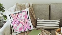 xoxo throw pillow for sofa, pink paw print pillow covers 18 x 18, dog mom gift, dog decor for home, Galentines day gifts for best friend