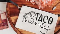 taco money pouch, funny makeup bag for women, taco gifts for teachers, cosmetic bag for purse, taco lover gift, zipper pouch college student
