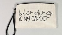 blending is my cardio funny makeup bag for women, makeup artist gift, beauty gift box fillers, cosmetic bag for purse, teenage girl gifts