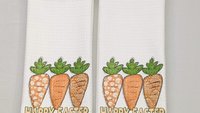 happy Easter kitchen towels for Mom, cute carrot farmhouse Easter decor, Easter basket stuffers for adults, Easter gifts for women, spring