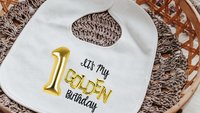 1st birthday burp cloth, golden birthday cake smash outfit boy, first birthday gift ideas, baby gift set, baby bib and burp cloth set, best