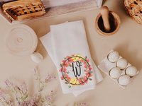 personalized poppy kitchen towel floral dish towels for drying dishes, new apartment gift for her, custom initial kitchen hand towel, cute