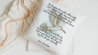 personalized dove of peace hug from Heaven pillow for couch, bereavement gift loss of mother sympathy gift for daughter, remembering a loved