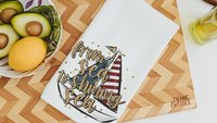 from sea to shining sea 4th of July kitchen towels for summer, sailboat kitchen decor, patriotic gifts for women, beach house gifts, sailing