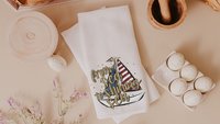 from sea to shining sea 4th of July kitchen towels for summer, sailboat kitchen decor, patriotic gifts for women, beach house gifts, sailing