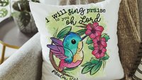 Psalm 101 I will sing praise to you oh Lord hummingbird throw pillow for nursery, Christian gifts for women faith gifts for her, tropical