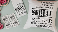 detective book reading nook pillow, dark humor gift set for best friend, serial killers and chill true crime gifts for women, funny coasters