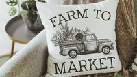 black and white farmhouse pillows for couch, shop local farm to table rustic throw pillows for sofa, sunflower gifts for mom, guest bedroom