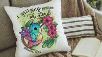 Psalm 101 I will sing praise to you oh Lord hummingbird throw pillow for nursery, Christian gifts for women faith gifts for her, tropical