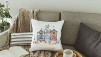 at the beach summer throw pillows for sofa, coastal decor beach house gift, sunroom decor, nautical throw pillow cover 18 x 18 covered porch