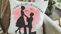 until death do us part wedding throw pillow for bed, unique engagement gifts for couple, bride and groom gifts, romantic throw pillows cover