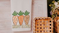 happy Easter kitchen towels for Mom, cute carrot farmhouse Easter decor, Easter basket stuffers for adults, Easter gifts for women, spring