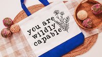 you are wildly capable inspirational tote bag for books, positive gifts for women, teacher appreciation gifts that are popular, reusable