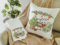 winter vibes cozy throw pillow for couch, olive green Christmas decor for home, secret Santa gifts for coworkers, cute Christmas gifts for