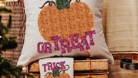 cute pumpkin throw pillow for couch orange pumpkin accent pillows for bed, Halloween gift set for women, trick or treat Halloween decor for