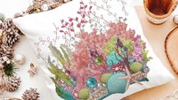 coastal housewarming gift set for friend, coral reef decor, beach Christmas ornaments for granddaughter, under the sea nursery throw pillows