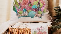coastal housewarming gift set for friend, coral reef decor, beach Christmas ornaments for granddaughter, under the sea nursery throw pillows