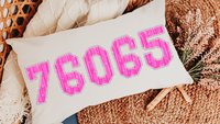 personalized zip code pillow cover 12 by 20, high school graduation gifts for girls, faux sparkle hot pink lumbar pillow for bed, moving