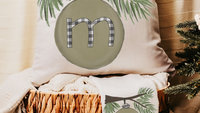 personalized initial throw pillows for Christmas ornament pillow covers 18 x 18, sage green Christmas decor, farmhouse Christmas gift set