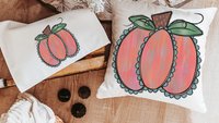 watercolor pumpkin throw pillows for couch trendy fall decor for home, autumn kitchen towels, Thanksgiving hostess gift for women, farmhouse