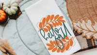 happy fall yall kitchen towels for friends, burgundy and orange flower hand towels for bathroom, fall housewarming gift for women, autumn