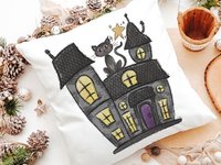 Halloween haunted house pillows
