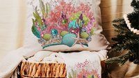 coastal housewarming gift set for friend, coral reef decor, beach Christmas ornaments for granddaughter, under the sea nursery throw pillows