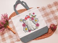 Groovy ghost Halloween tote bag