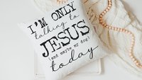 I'm only talking to Jesus today Christian throw pillow for chair, cute dog lover gifts for women, funny dog decor for home, dog mom gifts