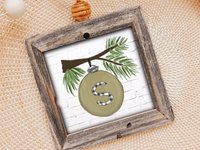 personalized initial ornament wood, custom sage green Christmas ornaments for family, farmhouse Christmas wedding gifts for couple, stocking