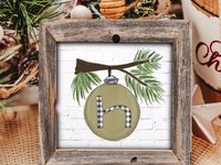 personalized initial ornament wood, custom sage green Christmas ornaments for family, farmhouse Christmas wedding gifts for couple, stocking