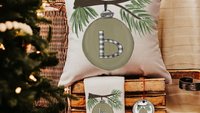 personalized initial throw pillows for Christmas ornament pillow covers 18 x 18, sage green Christmas decor, farmhouse Christmas gift set