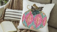 colorful pumpkin throw pillow covers 18x18, faux sequin turquoise pumpkin accent pillows for couch, cute pumpkin gifts, bright fall decor