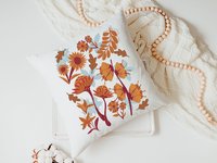autumn leaves throw pillows for couch, fall style gift, vermillion red fall floral pillow covers 18x18, fall host gift, burnt orange accent