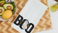 whimsical Halloween kitchen towel fall hand towels for bathroom, boo Halloween decorations for home, floral ghost kitchen decor, spooky cute