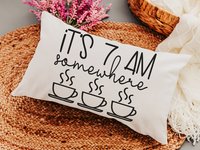 coffee addict lumbar pillow cover 12x20, not a morning person funny throw pillows for couch, coffee lover gift for her, breakfast nook