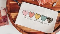 teach love inspire boho wristlet with strap, 2026 teacher appreciation week gifts, cute teacher makeup bag for women, end of year teacher