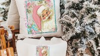 dreaming of a pink Christmas throw pillows for sofa, pastel Christmas decor, pink Santa kitchen towel, cute Christmas gift set for coworkers