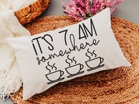coffee addict lumbar pillow cover 12x20, not a morning person funny throw pillows for couch, coffee lover gift for her, breakfast nook