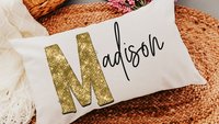 custom name throw pillow for bed, personalized high school graduation gifts for her, teenage girl room decor, college dorm decor for girls