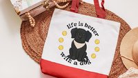 life is better with a dog labrador retriever tote bags for dog lovers Mothers day gifts for dog mom, black labrador mom gift, cute dog gifts