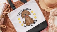 life is better with dogs labradoodle tote bag for women, cute Mothers day gifts from dog, reusable shopping bag, labradoodle gifts