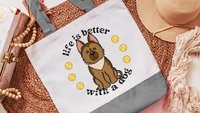 life is better with a dog German Shepherd tote bag for dog lovers, German Shepherd gifts for her, cute tote bag for women, GSD mama dog mom