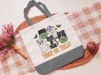 Trick or treat tote bag for kid, Halloween friends bag, reusable shopping bag, Halloween gifts for best friend, Halloween candy bag for kids