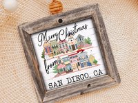 custom city state Christmas ornaments handmade, Merry Christmas from ornament wood, Christmas housewarming gift, real estate closing gifts