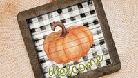 farmhouse pumpkin ornament welcome wreath attachments for fall style gift, Thanksgiving ornaments for tree, fall host gift, black and white