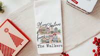 custom city state Christmas housewarming gift set for couple, personalized Christmas village ornament wood, small town Christmas throw